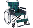 アルミ製ノーパンクタイヤ車いす 緑チェック